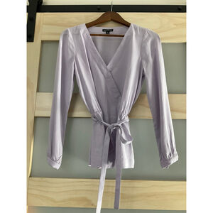 J. Crew Lavender Wrap Blouse Women’s Size 4 Long Sleeve V-Neck Tie Waist Top